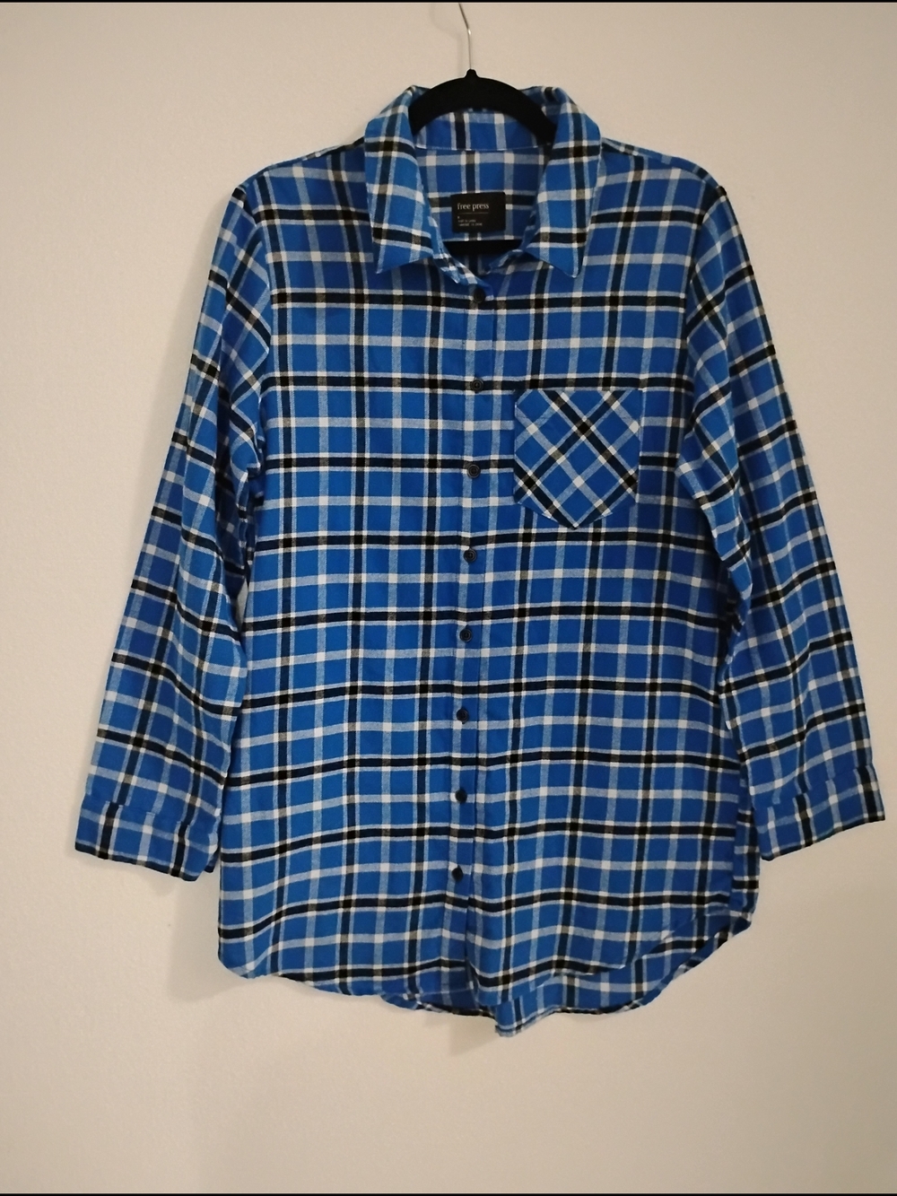 Free Press by Nordstrom Women's Blue Plaid Button-Up Shirt Size M
